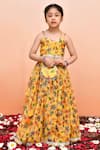 Shop_YUVRAANI JAIPUR_Yellow Muslin, Cotton, Net Lace, Sequins Digital Print Lehenga Set _at_Aza_Fashions