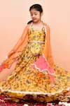 Shop_YUVRAANI JAIPUR_Yellow Muslin, Cotton, Net Lace, Sequins Digital Print Lehenga Set _Online_at_Aza_Fashions