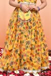 YUVRAANI JAIPUR_Yellow Muslin, Cotton, Net Lace, Sequins Digital Print Lehenga Set _at_Aza_Fashions
