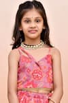YUVRAANI JAIPUR_Peach Chanderi, Cotton, Net Tassels Digital Print Lehenga Set _at_Aza_Fashions