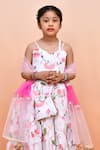 YUVRAANI JAIPUR_Ivory Chanderi, Cotton, Net Tassels And Lotus Printed Lehenga Set _Online_at_Aza_Fashions
