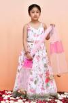 YUVRAANI JAIPUR_Ivory Chanderi, Cotton, Net Tassels And Lotus Printed Lehenga Set _at_Aza_Fashions