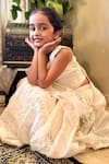 Buy_Rage Attire-Sweta Saria_Off White Chanderi Silk Tassels, Embroidery Flower Organza Cutwork Lehenga Set _Online_at_Aza_Fashions