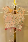 Rage Attire-Sweta Saria_Pink Georgette Beads, Embroidery Gotta Lace Hexagon Palazzo Set _Online_at_Aza_Fashions