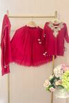Buy_Rage Attire-Sweta Saria_Red Net Embroidery, Sequins Designer Paijali Lehenga Set _at_Aza_Fashions