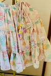 Buy_Rage Attire-Sweta Saria_Peach Viscose, Georgette Beads, Tassels Pastel Flower Tiered Lehenga Set _Online_at_Aza_Fashions