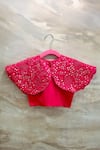 Shop_Rage Attire-Sweta Saria_Pink Mirrors Work Cape Lehenga Set _at_Aza_Fashions