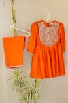 Buy_Rage Attire-Sweta Saria_Orange Mirrors, Beads Work Anarkali Set _Online_at_Aza_Fashions