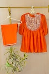 Buy_Rage Attire-Sweta Saria_Orange Mirrors, Beads Work Anarkali Set _at_Aza_Fashions