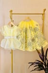 Shop_Rage Attire-Sweta Saria_Yellow Organza, Satin Embroidery, Lace Flamingo Floral Lehenga _at_Aza_Fashions