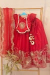 Buy_Rage Attire-Sweta Saria_Red Organza Embroidery, Sequins Scarlet Bloom Lehenga Set _at_Aza_Fashions