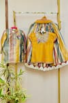 Shop_Rage Attire-Sweta Saria_Yellow Silk, Tissue Embroidery Multicolor Striped Lehenga Set _at_Aza_Fashions