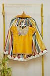 Buy_Rage Attire-Sweta Saria_Yellow Silk, Tissue Embroidery Multicolor Striped Lehenga Set _at_Aza_Fashions