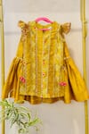 Rage Attire-Sweta Saria_Yellow Chanderi, Silk Pom-poms, Embroidery Patola Panelled Kurta Sharara Set _Online_at_Aza_Fashions