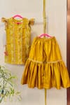 Buy_Rage Attire-Sweta Saria_Yellow Chanderi, Silk Pom-poms, Embroidery Patola Panelled Kurta Sharara Set _Online_at_Aza_Fashions