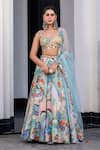 JUHI BENGANI_Multi Color Organza, Satin, Net Sequins, Embroidery Round Printed Lehenga Set _Online_at_Aza_Fashions