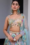 Buy_JUHI BENGANI_Multi Color Organza, Satin, Net Sequins, Embroidery Round Printed Lehenga Set _Online_at_Aza_Fashions
