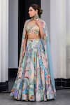 JUHI BENGANI_Multi Color Organza, Satin, Net Sequins, Embroidery Round Printed Lehenga Set _at_Aza_Fashions