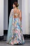 Shop_JUHI BENGANI_Multi Color Organza, Satin, Net Sequins, Embroidery Round Printed Lehenga Set _at_Aza_Fashions