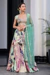 Shop_JUHI BENGANI_Multi Color Organza, Satin, Net Sequins, Mirrors, Beads Embellished Lehenga Set _Online_at_Aza_Fashions