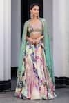 JUHI BENGANI_Multi Color Organza, Satin, Net Sequins, Mirrors, Beads Embellished Lehenga Set _at_Aza_Fashions
