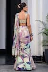 Shop_JUHI BENGANI_Multi Color Chinon, Organza Sequins Sweetheart Pre-draped Saree And Blouse Set _at_Aza_Fashions