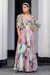 Buy_JUHI BENGANI_Multi Color Satin, Chinon, Organza Sequins, Embroidery Designer Jumpsuit And Cape _at_Aza_Fashions