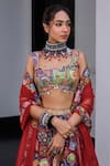JUHI BENGANI_Multi Color Organza, Satin, Net Beads, Sequins Sweetheart Printed Lehenga Set _Online_at_Aza_Fashions
