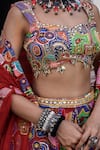 JUHI BENGANI_Multi Color Organza, Satin, Net Beads, Sequins Sweetheart Printed Lehenga Set _at_Aza_Fashions