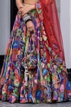 Buy_JUHI BENGANI_Multi Color Organza, Satin, Net Beads, Sequins Sweetheart Printed Lehenga Set 