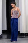 Shop_JUHI BENGANI_Multi Color Satin, Organza Embroidery Bandeau Floral Corset And Draped Skirt Set _Online_at_Aza_Fashions