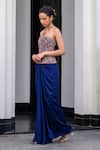 JUHI BENGANI_Multi Color Satin, Organza Embroidery Bandeau Floral Corset And Draped Skirt Set _at_Aza_Fashions