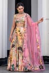 JUHI BENGANI_Multi Color Organza, Satin, Net Sequins, Embroidery Printed Lehenga Set _Online_at_Aza_Fashions