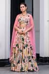 Buy_JUHI BENGANI_Multi Color Organza, Satin, Net Sequins, Embroidery Scoop Printed Lehenga Set _at_Aza_Fashions