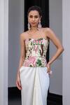 Buy_JUHI BENGANI_Multi Color Satin, Organza Embroidery Sweetheart Neck Fusion Corset And Skirt Set _Online_at_Aza_Fashions