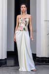 Shop_JUHI BENGANI_Multi Color Satin, Organza Embroidery Sweetheart Neck Fusion Corset And Skirt Set _Online_at_Aza_Fashions