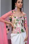 Buy_JUHI BENGANI_Multi Color Satin, Silk, Organza, Net Embroidery Cape Corset And Skirt Set 