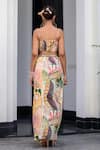 Shop_JUHI BENGANI_Pink Silk Satin Beads, Sequins, Embroidery Multi Colour Fusion Cape And Dhoti Set _at_Aza_Fashions
