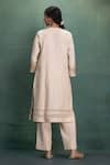 Shop_Kahani Lush_Beige Cotton Embroidery V-neck Machine Cord Set _at_Aza_Fashions