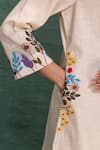 Kahani Lush_Beige Cotton Embroidery V-neck Machine Cord Set _at_Aza_Fashions