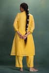 Shop_Kahani Lush_Yellow Cotton Embroidery Collared Machine Kurta Set _at_Aza_Fashions