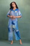 Buy_Kahani Lush_Blue Cotton, Silk Embroidery V-neck Printed Kurta Pant Set _at_Aza_Fashions