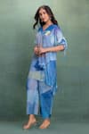 Buy_Kahani Lush_Blue Cotton, Silk Embroidery V-neck Printed Kurta Pant Set _Online_at_Aza_Fashions