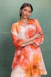 Buy_Kahani Lush_Beige Cotton Collared Printed Kurta And Pant Set _Online_at_Aza_Fashions