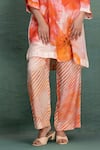 Shop_Kahani Lush_Beige Cotton Collared Printed Kurta And Pant Set _Online_at_Aza_Fashions