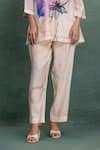 Kahani Lush_Beige Cotton, Silk V-neck Digital Print Pant Set _Online_at_Aza_Fashions