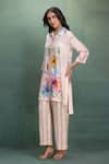 Shop_Kahani Lush_Beige Cotton Collared Digital Print Kurta And Pant Set _Online_at_Aza_Fashions