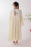 Shop_Nikasha_Cream Cotton Embroidery Round Neck Asymmetric Chilly Dress _at_Aza_Fashions