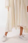 Nikasha_Cream Cotton Embroidery Round Neck Asymmetric Chilly Dress _Online_at_Aza_Fashions