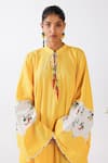 Nikasha_Yellow Cotton Round Neck Chilly Print Kaftan _Online_at_Aza_Fashions